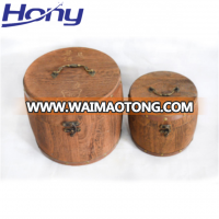 Disposable Wood Keg Barrel Cylinder Packaging Holder Box with Hinged Lid for Tea Tin