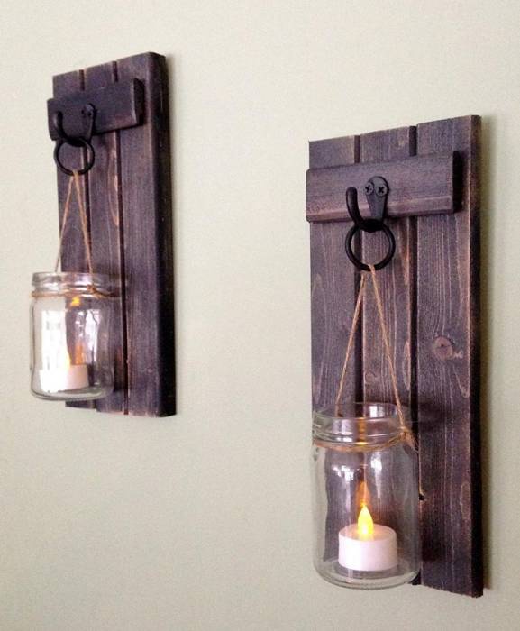 Rustic Wall Decor,Rustic Wooden Candle Holder