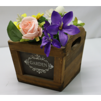 Wooden Planter Shabby Style with two Handles and Rustic Color