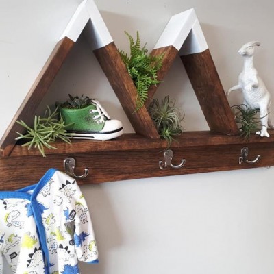 Farmhouse rack rustic wooden coat hanger  shelf bathroom towel holder wall mounted metal coat rack