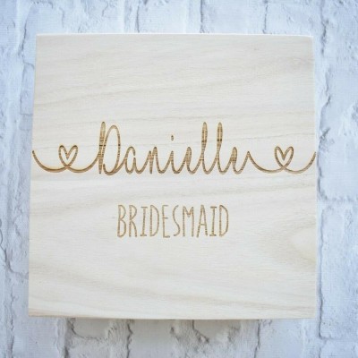 LARGE LUXURY WOODEN GIFT BOX PERSONALISED BRIDE BRIDESMAID KEEPSAKE BOX