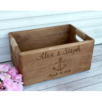 Beach, Nautical Wedding Decor Wooden Card Box. Destination Wedding, Personalized Keepsake Crate. Well Wishes Box,