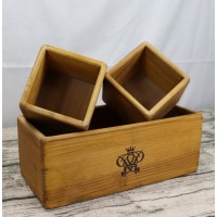 Three Sets  Wooden Flower Planter with Rustic Color Home Decor