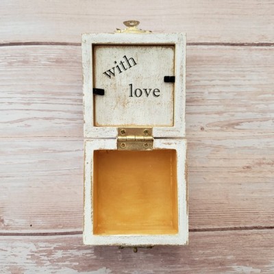 For you with love sign Love quote Rustic  White and gold wooden box, anniversary gifts for her, unique gift