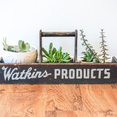 Vintage Industrial Farmhouse Watkins Rustic Wooden Crate